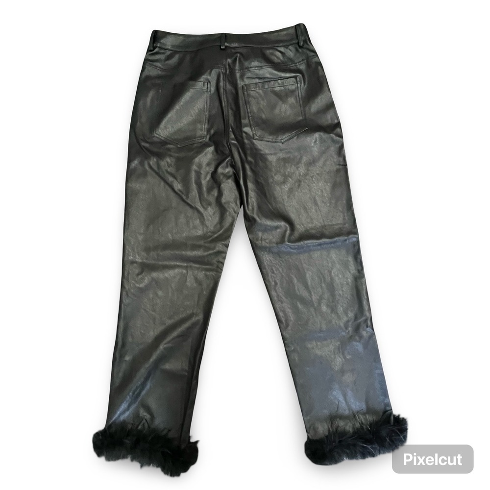 Altar'd State Faux Leather Pants‎ with Feather Trim - Women's Medium